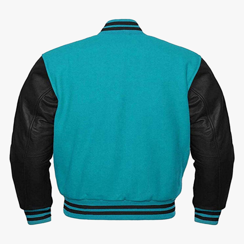 Leather sleeve Varsity jackets in Blue and Black colour 2