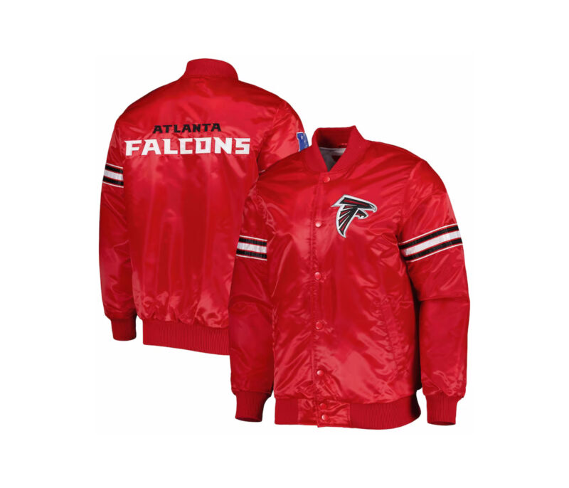 Custom Red Satin Varsity Jacket With Great Falcon Logo 1