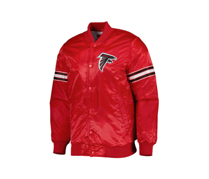 Custom Red Satin Varsity Jacket With Great Falcon Logo 2