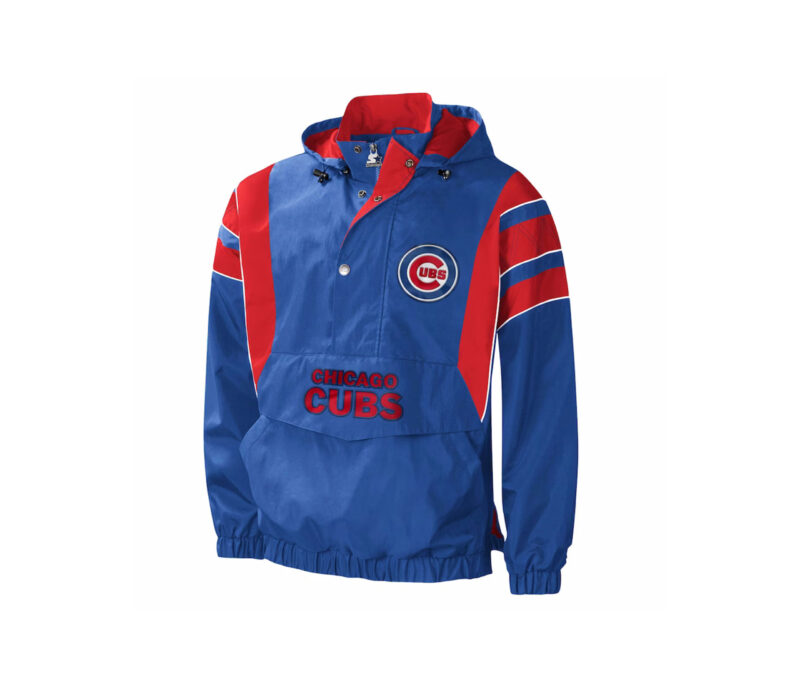 Blue Satin Varsity Jacket With Red Shoulder Touch 2