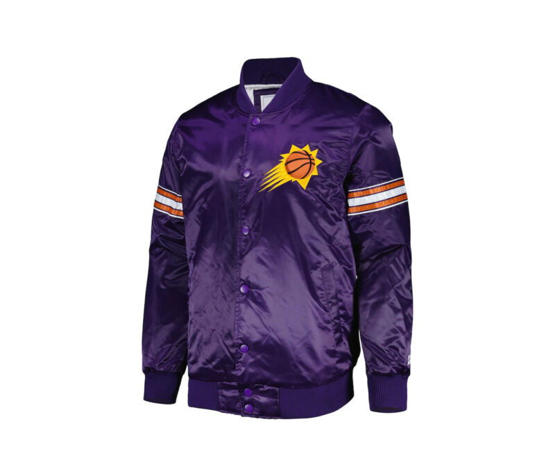 Custom Wholesale Lightweight Purple Satin Varsity Jacket 2