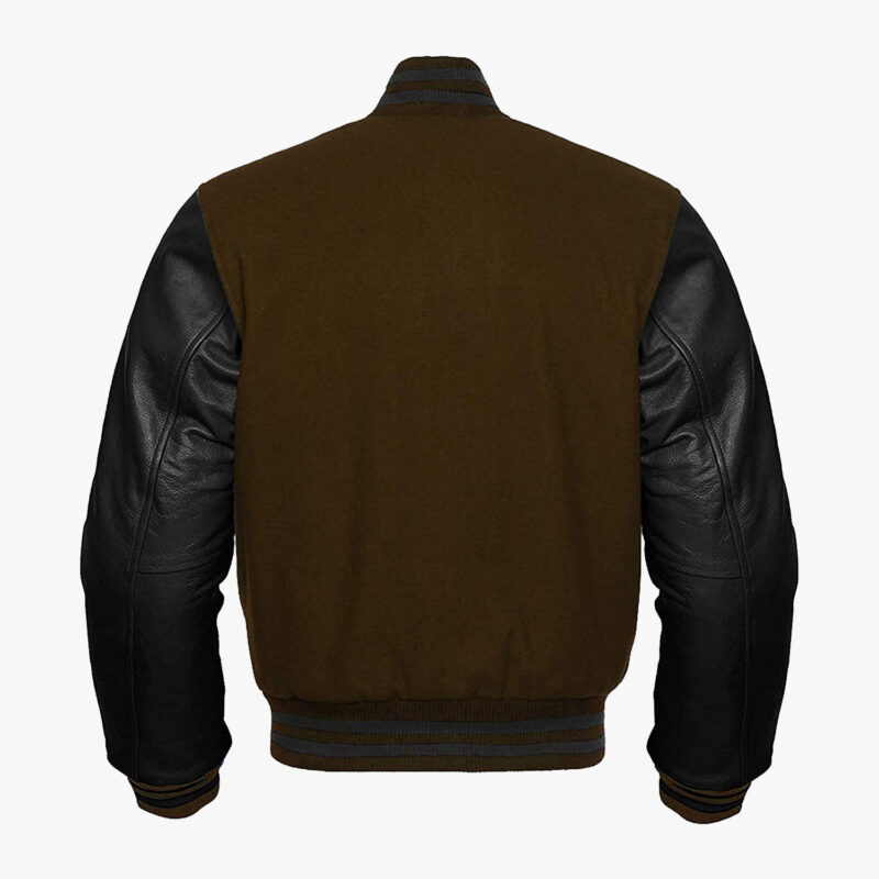 Customized Leather sleeve Varsity jackets in Brown and Black colour 2