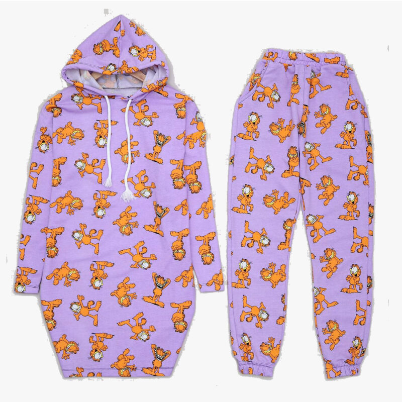 Garfield Printed Lilac sweat Suit 927 1