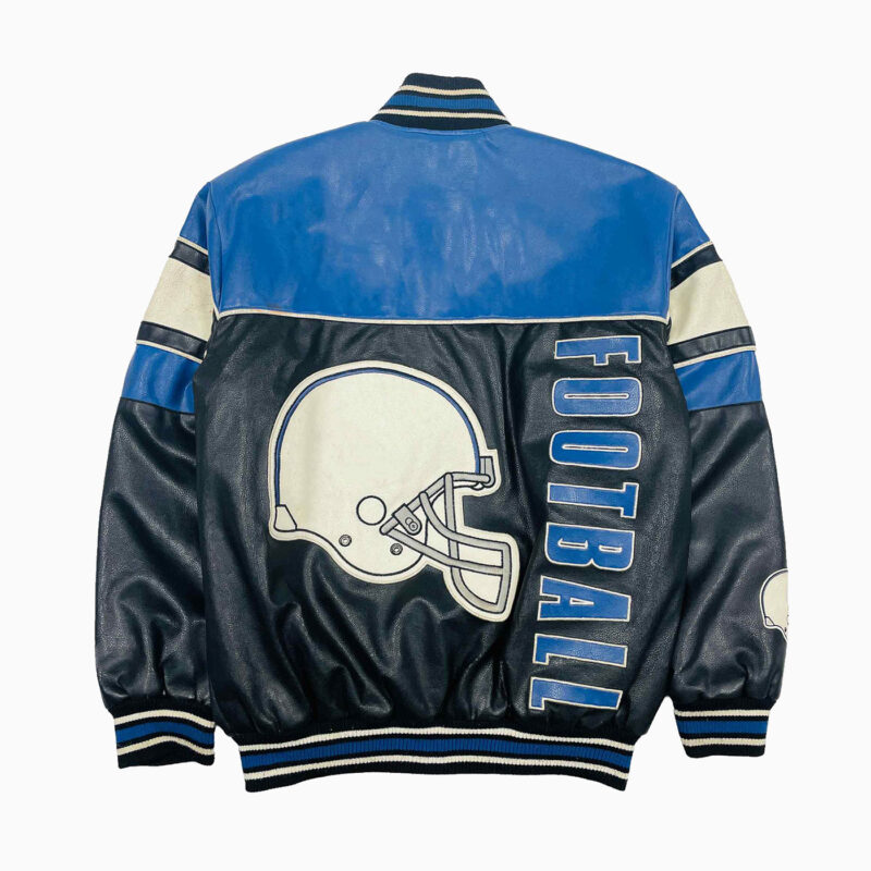LEATHER VARSITY JACKET WITH EMBROIDERED PATCHES 2