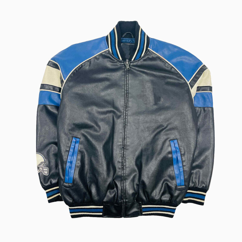 LEATHER VARSITY JACKET WITH EMBROIDERED PATCHES 1