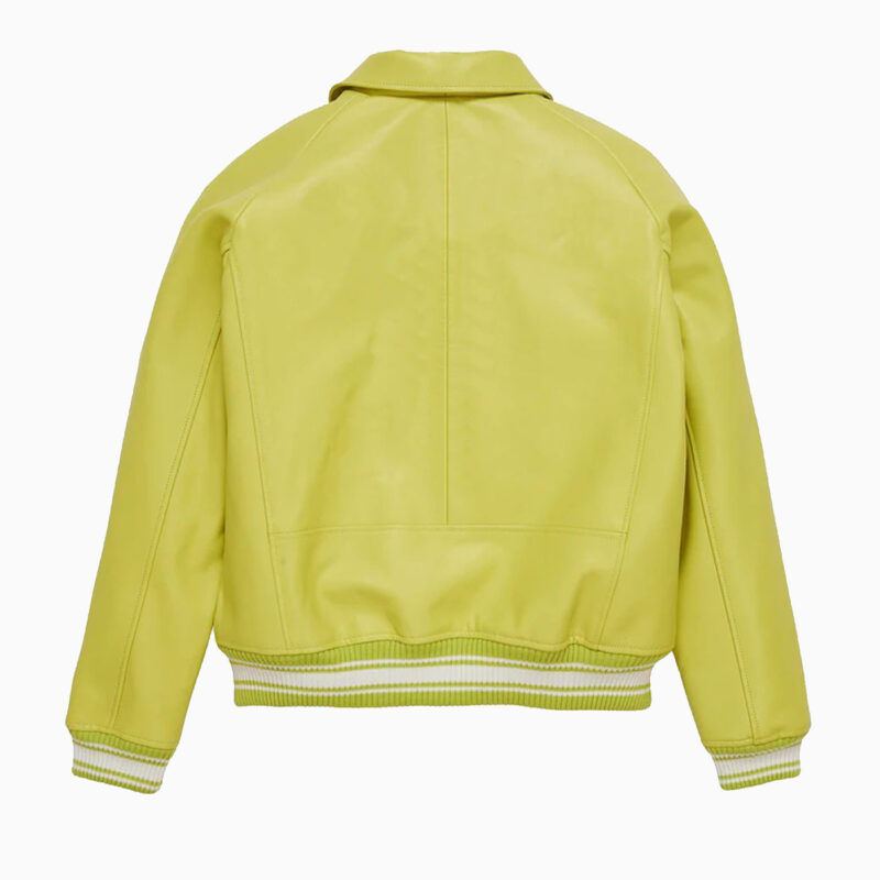 Leather Bomber Jacket Color LIMEAIDE 2