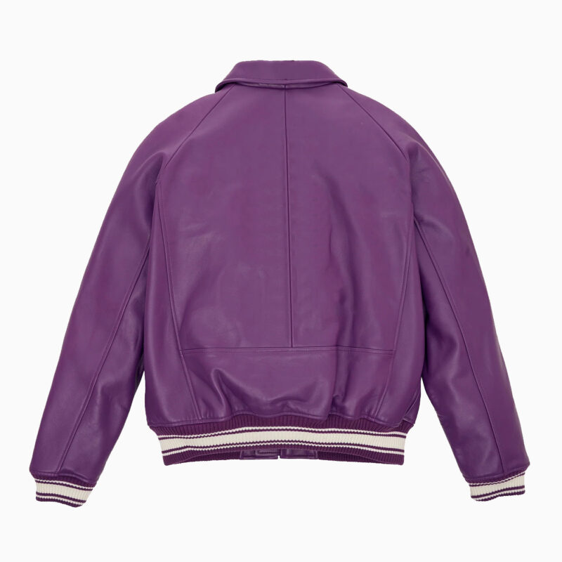 Leather Bomber Jacket Color Orchid 2