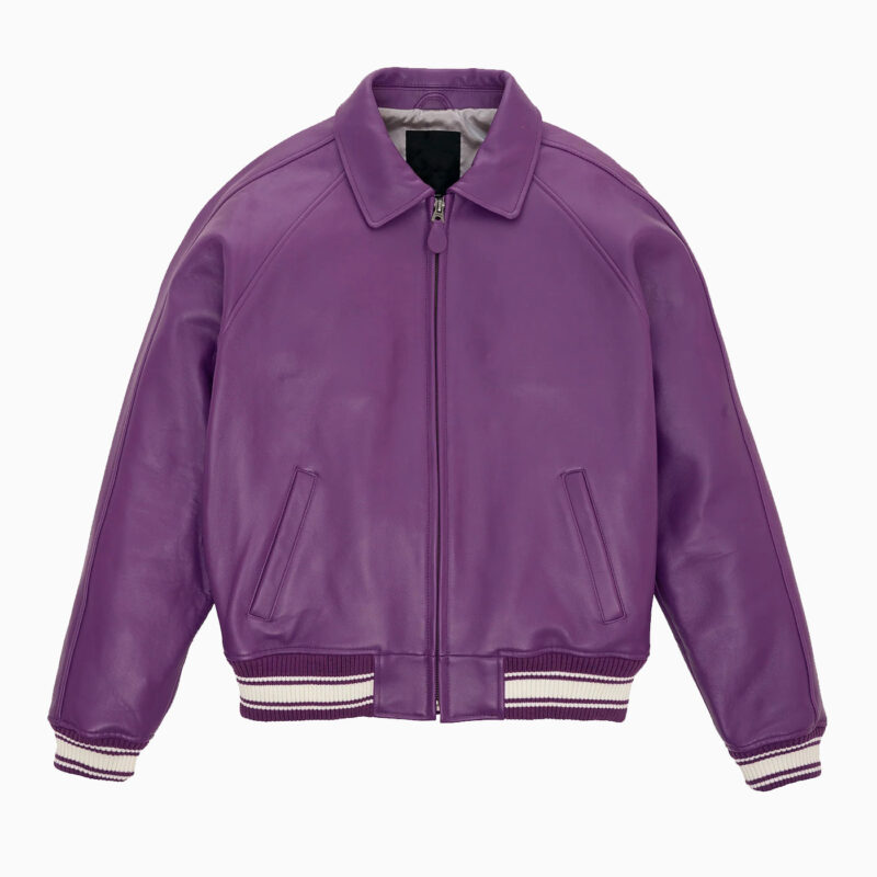 Leather Bomber Jacket Color Orchid 1