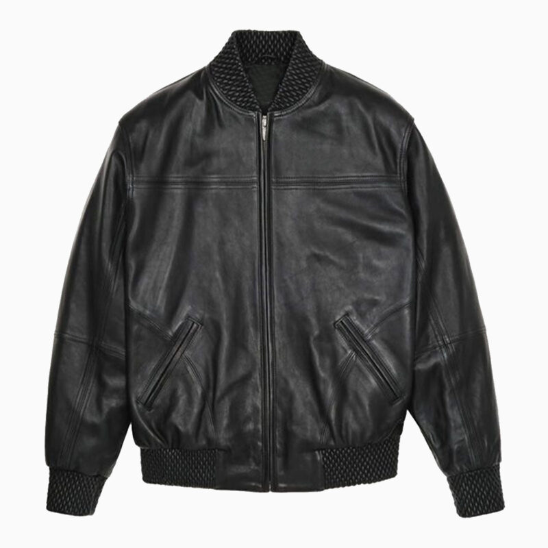 Leather Varsity Jacket Black 1