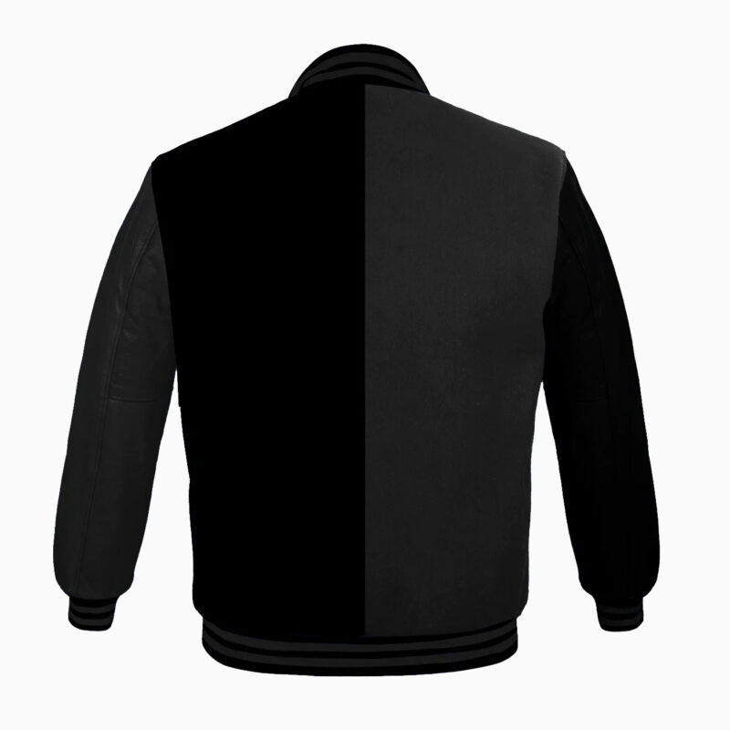 Varsity Jackets Genuine Leather Sleeve And Wool Body Black/Grey 2