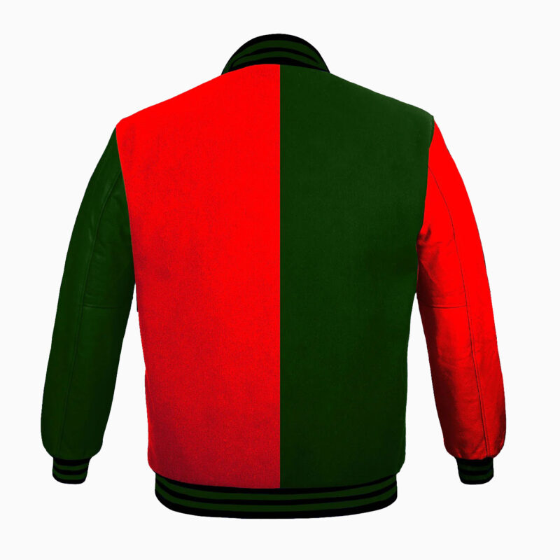 Varsity Jackets Genuine Leather Sleeve And Wool Body Red/Green 2