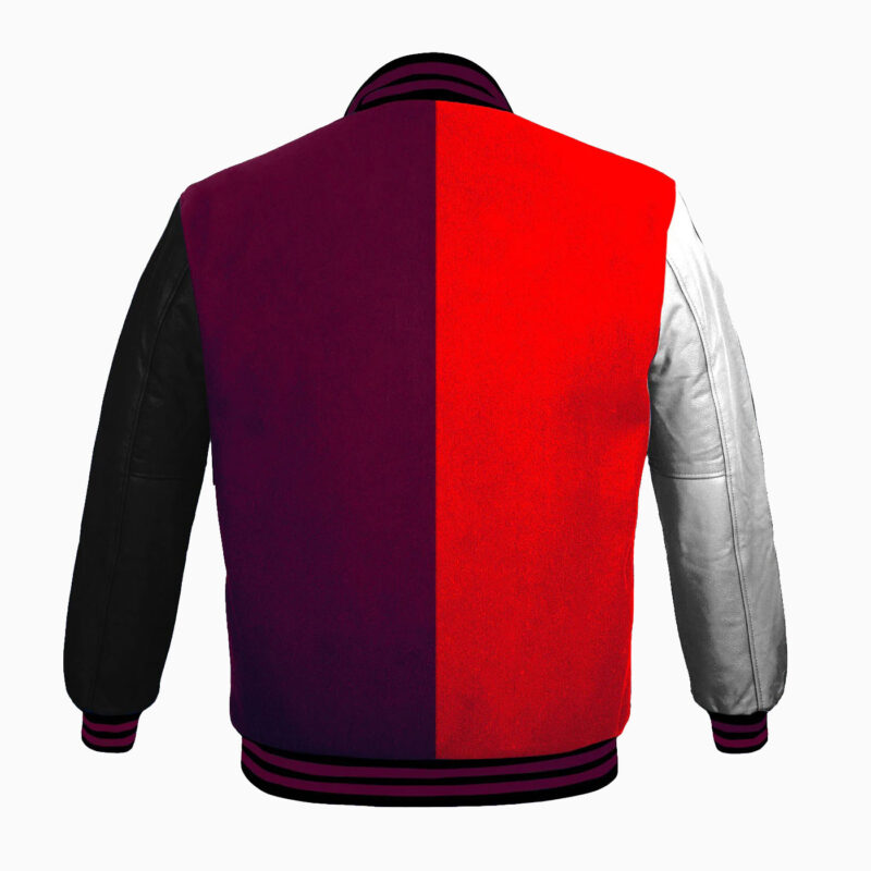 Varsity Jackets Genuine Leather Sleeve And Wool Body Red Purple 2