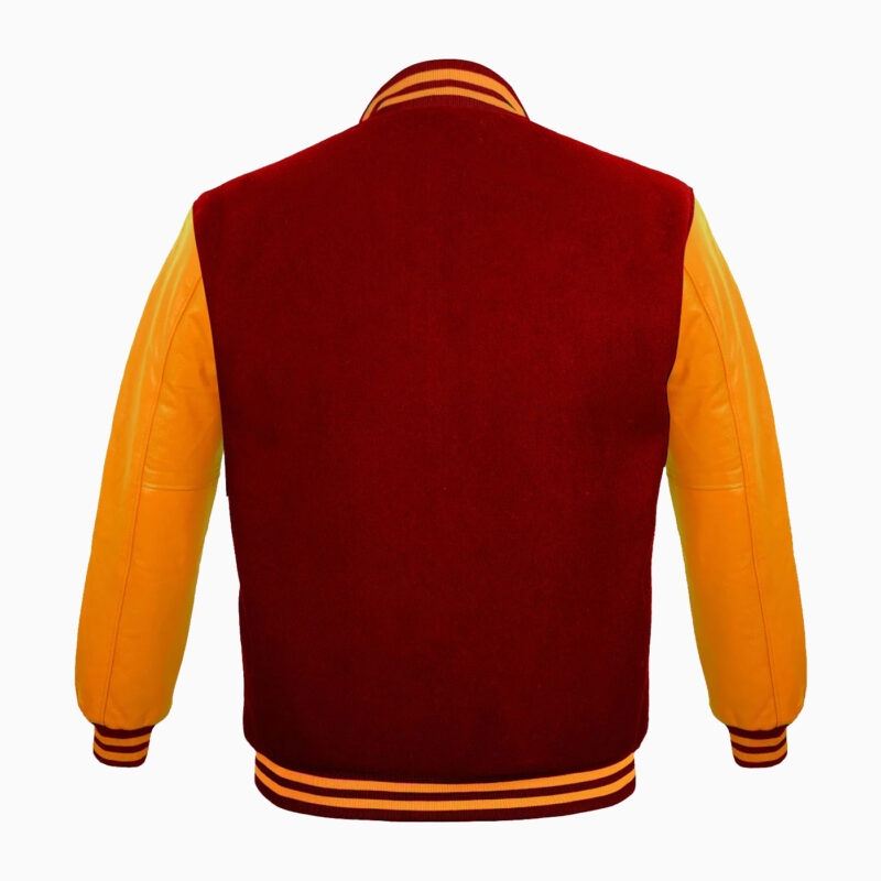 Varsity Jackets Genuine Leather Sleeve And Wool Body Red Yellow 2