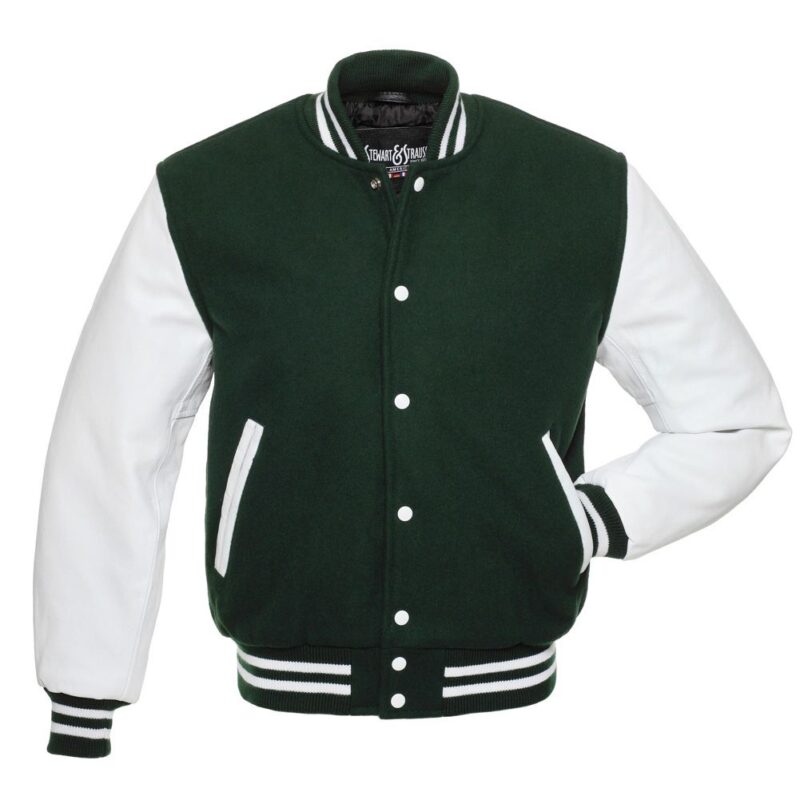 Customized Varsity jackets in Green and White colour 1