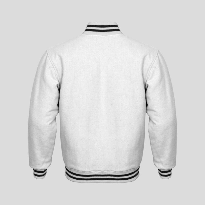 Customized Leather Varsity jackets in White colour 2