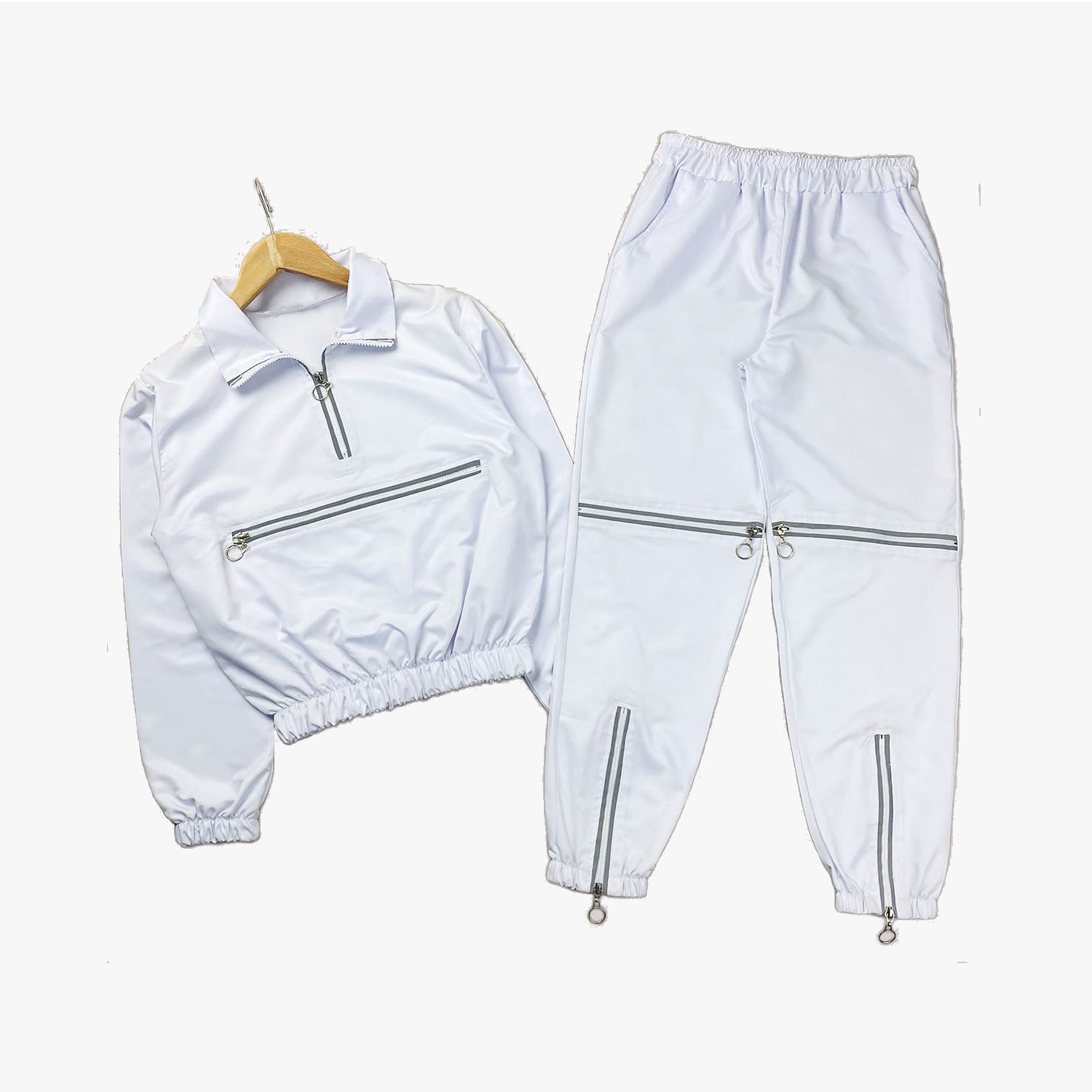 Custom White Zippered Sweatsuit 893 | Wholesale